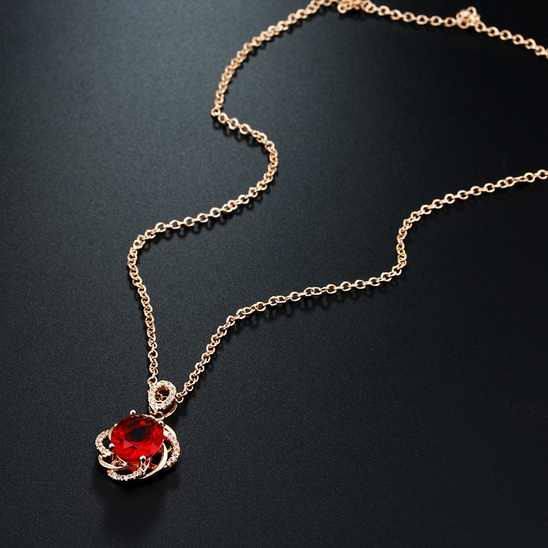 Cc Vintage Kettingen Hangers Voor Vrouwen Zirconia Rode Steen Bruids Engagement Ketting Fijne Sieraden Colar CCN010