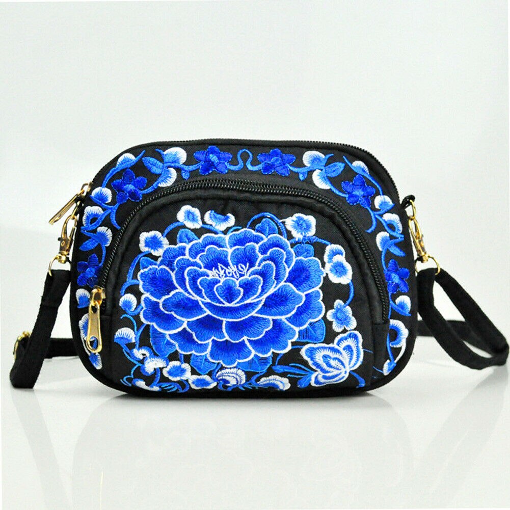Bolso de hombro Vintage Hmong Tribal étnico tailandés indio Boho bolso de mensaje tapiz bordado hecho a mano de lino: G