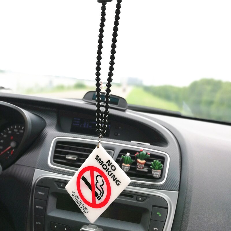 JDM Acrylic Car Pendant NO SMOKING NO DRINKING Warning Sign Car Charm Rear View Mirror Accessories Dangling Beaded Auto Decor: no smoking