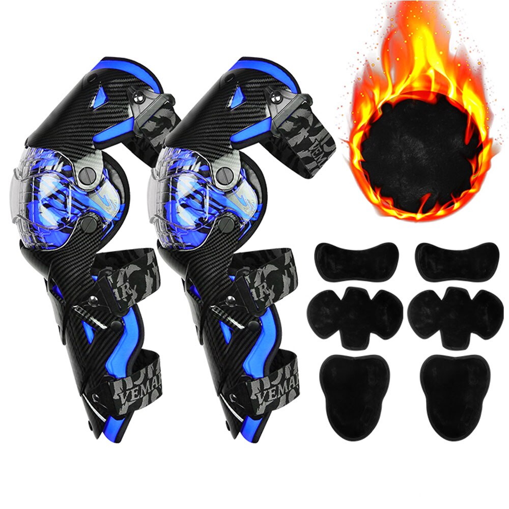 Men Motorcycle Knee Pads Red Moto Protection Knee Protector Motocross Equipment Motorbike Knee Moto Protective Gear Four Seasons: E18 Warm BL KneePads