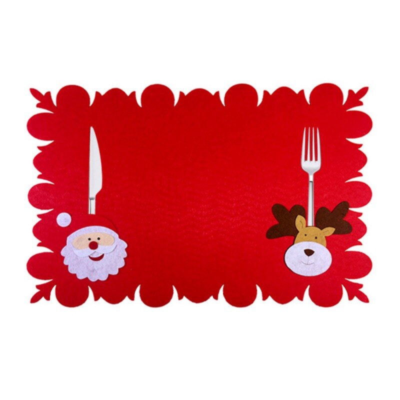 Cartoon Christmas Table Mat Bowl Knives Fork Placemat Table Decor For Xmas Dinner Party Christmas Place Mat