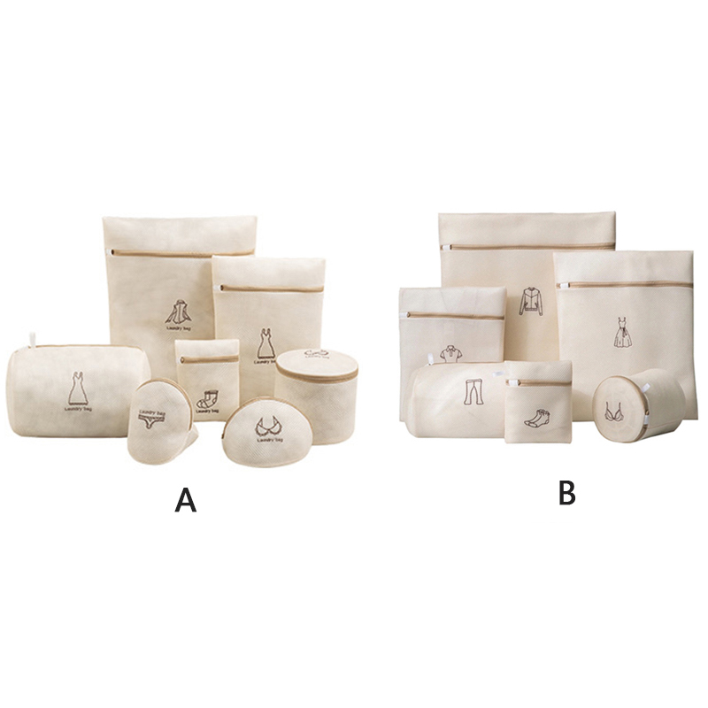 Mooie Beige Waszak Exqusite Geborduurd Patroon Voor Ingedeeld Wassen Fijne Mesh Wassen Tassen In Machine