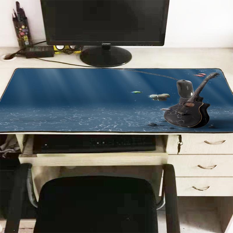 Mrgbest guitarra música grande gamer almofada do mouse grande tapete de borracha superfície mause teclado mesa xxl