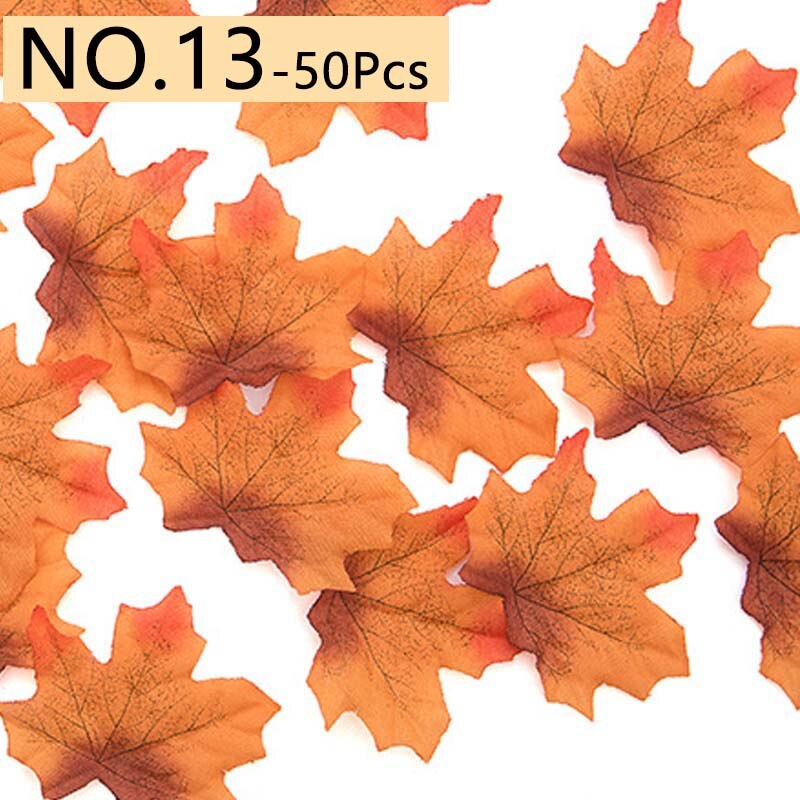 50 Teile/satz Ahorn Blätter Künstliche Simulation Blätter Halloween Herbst Blätter Weihnachten Hochzeit Tisch Dekorationen Thanksgiving Tag: 13