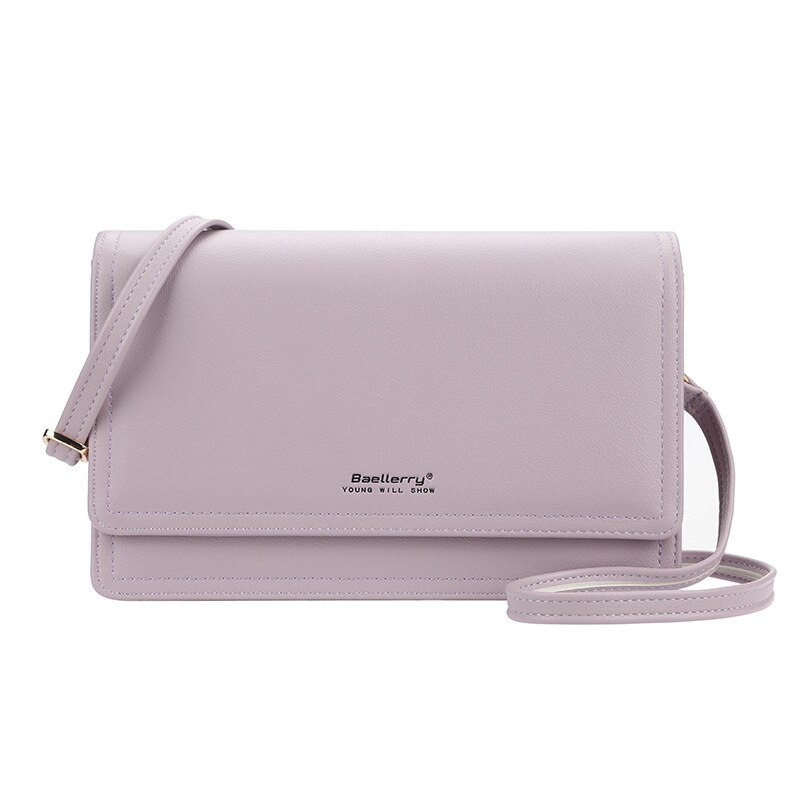Damen-umhängetasche in unifarbe mit großem fassungsvermöGen, weiches leder, multifunktionale crossbody-geldbörse: Lila