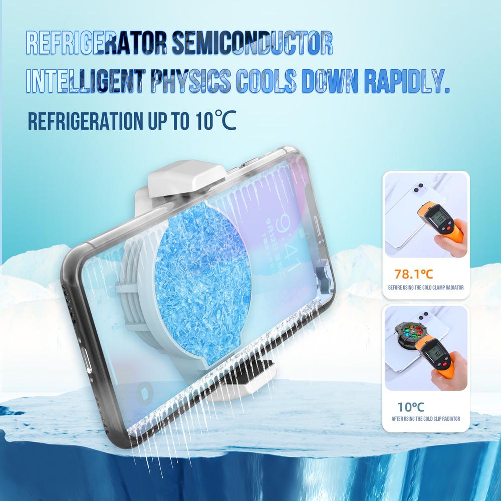 Universal Mobile Phone Radiator Colorful Lights Retractable Back Clip Cooling Fan Heat Sink Game Cooler for 4-6.5 Inch Phones