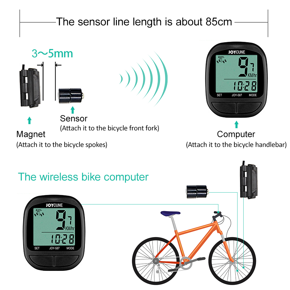 Fietscomputer Fiets Waterdichte bekabelde snelheidsmeter en kilometerteller Stopwatch Fietscomputer met LED-display voor fietsen