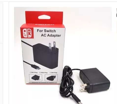 Adaptador de cargador de CA, suministro de carga, enchufe de viaje UE, adaptador de pared, alimentación de carga para consola Nintendo Switch NS