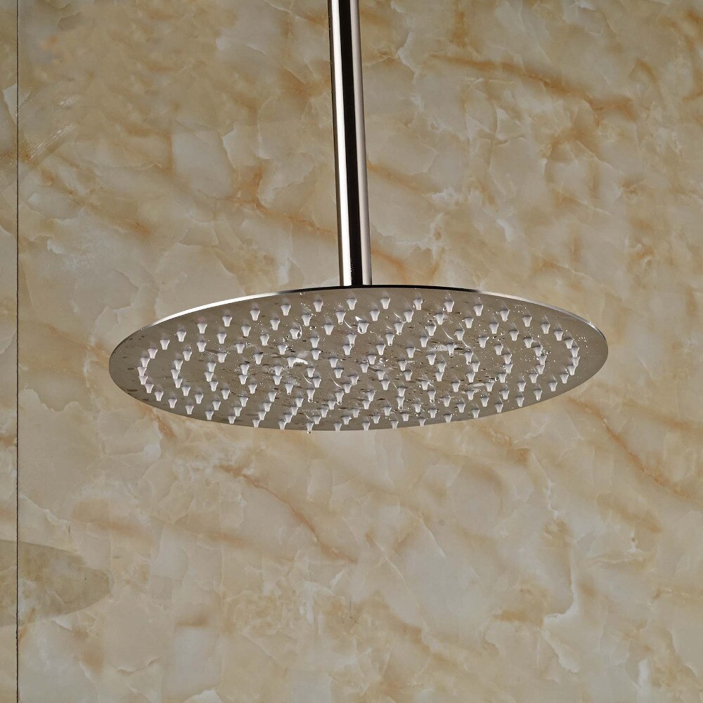 10'' Round Rain Shower Head Shwer Arm Stainless Steel Sprayer Head Nickel Brushed