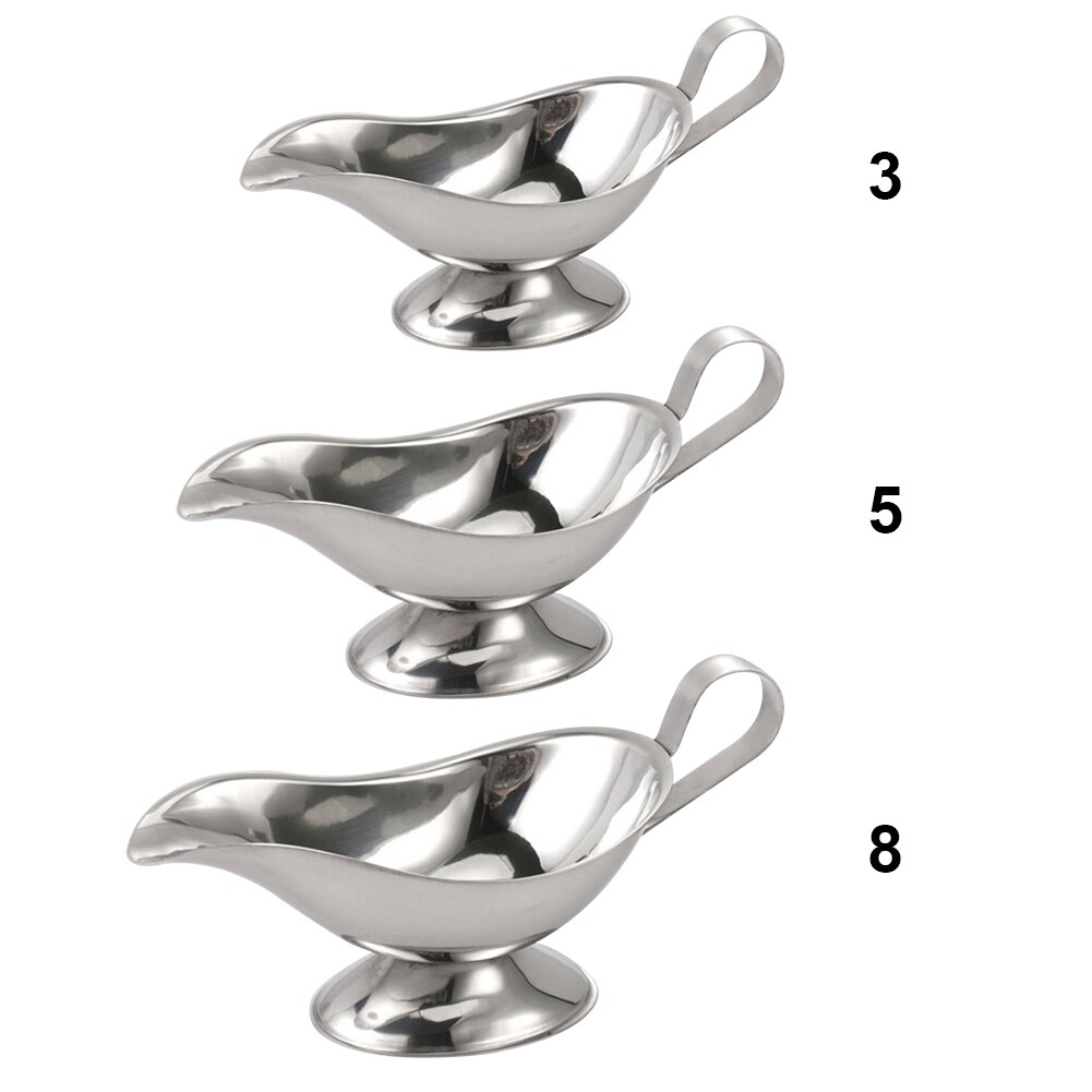 Ergonomic Handle Commercial Vinegar Salt Kitchen Sauce Gravy Boat Stainless Steel Hotel Dripless Lip Dish Flavor