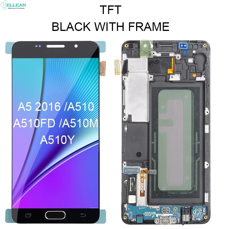 Catteny Rabatt 5,2 zoll Für Samsung Galaxy A5 Lcd Bildschirm A510 Display Mit Touch Digitizer Montage A510F Lcd Mit rahmen: TFT Black With Frame