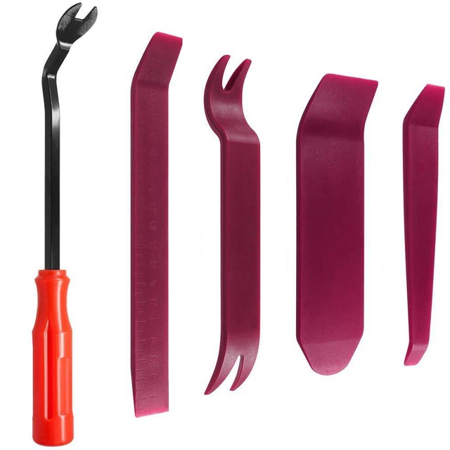 Auto Deur Clip Panel Trim Removal Tool Kits Navigatie Demontage Wip Auto-interieur Plastic Wip Conversie Tool: Rode, zilver toon