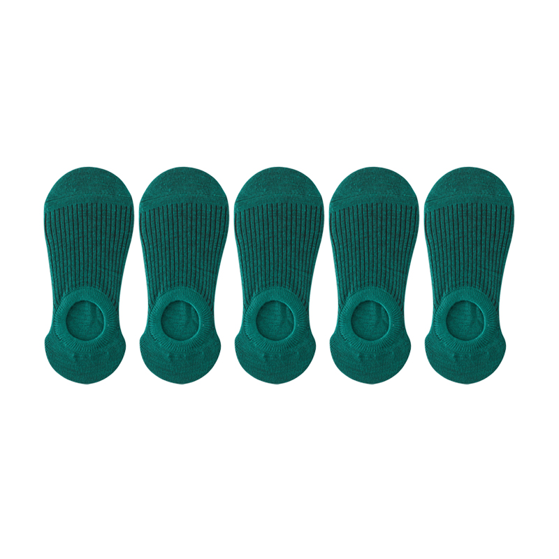 5 pares de zapatillas de calcetín para mujer, calcetines invisibles finos y transpirables de verano de colores sólidos, calcetines cortos invisibles de silicona antideslizantes: Azul cielo