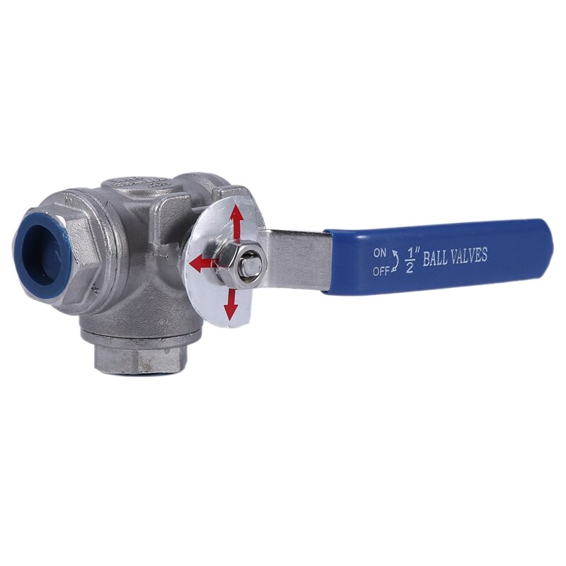 1Pcs DN15 Female 3 Way T-Type 304 Stainless Steel Ball Valve