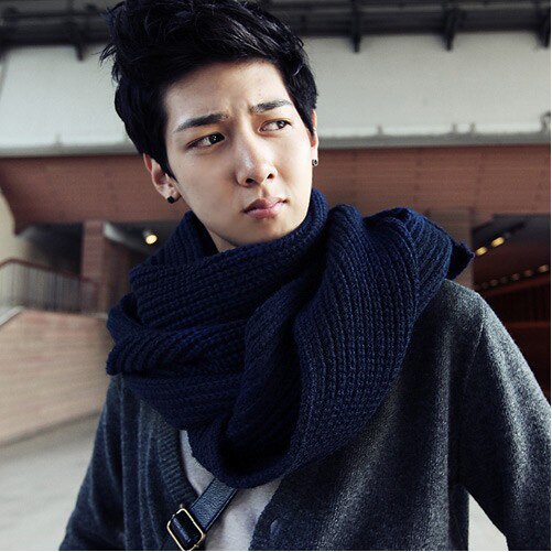 Mandlig vintervarmer sort marineblå gråfarvet akrylstrikkede tørklæder til herrer