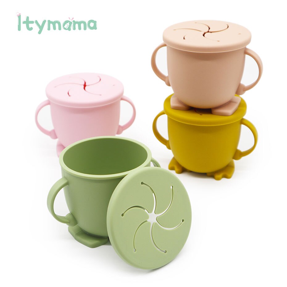 Silicone Tasse De Casse-Croûte Pour Les Tout-petits et Les Enfants Bébé Apprentissage D'alimentation Tasses Vaisselle Pour Enfants SANS BPA De Alimentaire En Silicone Étanche