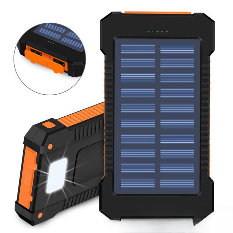 Solar Power Bank 20000mAh Charging Portable Charger Phone External Battery with SOS Flashlight 2-USB Outdoor Powerbank: MULTI / 6000MAH