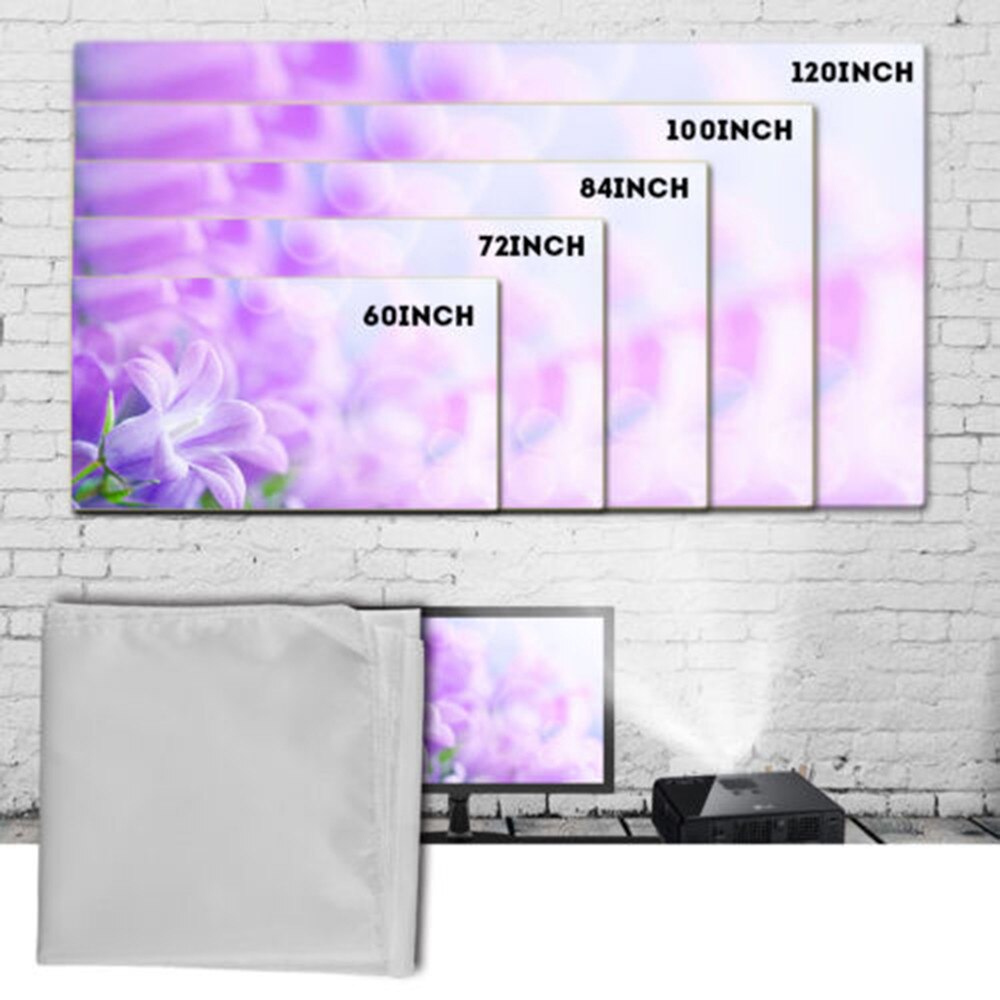 Portable Fold 60/72/84/100/120Inch Stof Muur Opknoping Projectiescherm 4:3 Voor Hd 3D Led Home Theater Projector Screen: 60inch
