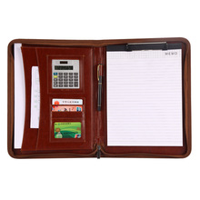 A4 multifunctional zipper file holder PU Leather Portable Manager folder Organizer Manager Clip Writing Pads Office Supplies