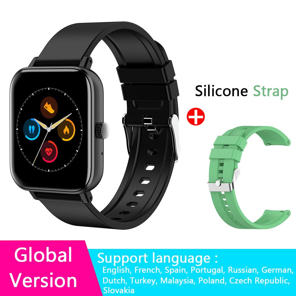 Smartwatch Men Bluetooth Call 1.72inch Full Touch Fitness Tracker Blood Pressure Clock Women Smart Watch for Xiaomi PK GTS Band: Set Silicone C