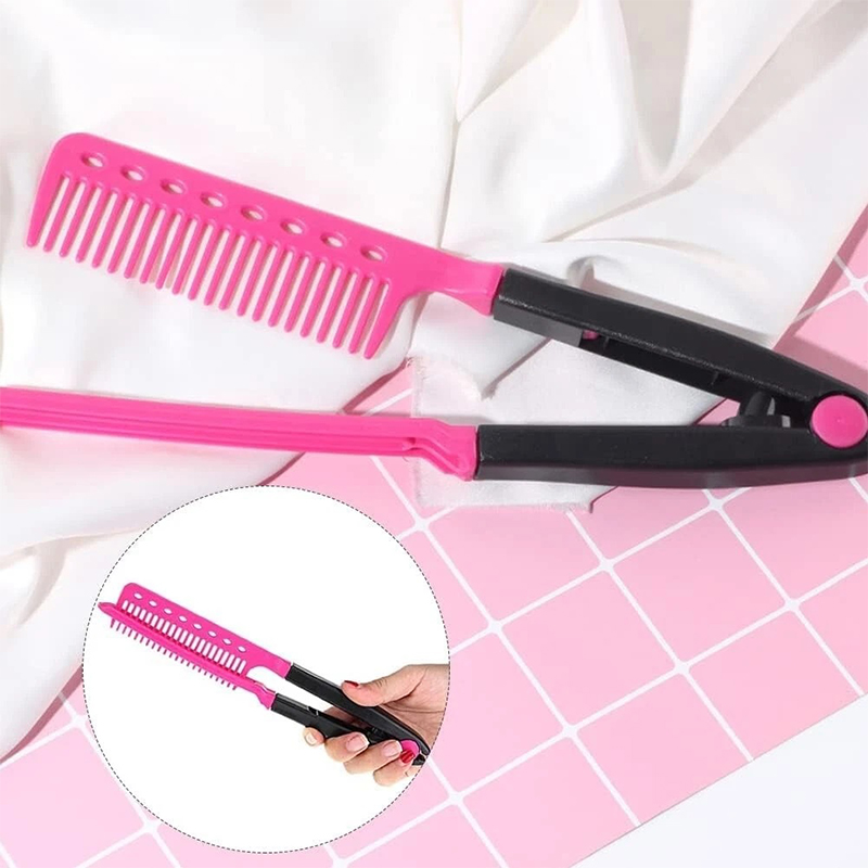 V-shaped Clamp Comb Folding Hair Straightener Hairdressing Salon Straightening Brush Portable Straight Brush Hair Styling Tool