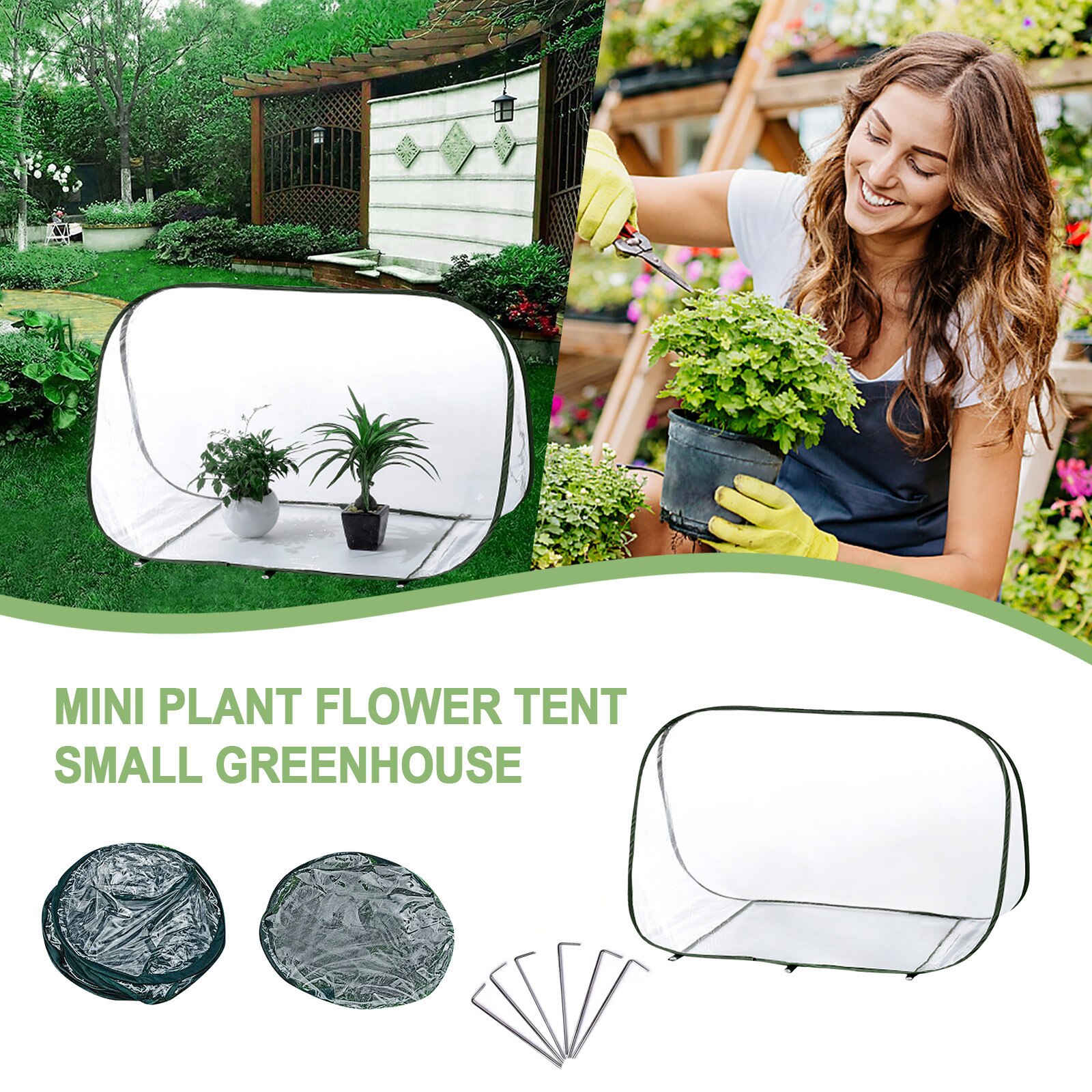 4# Plant Winter House Warm Mini Pop-up Greenhouse Plant Overwintering Tent Winter Protection Greenhouse Pvc Warm Garden Set: B