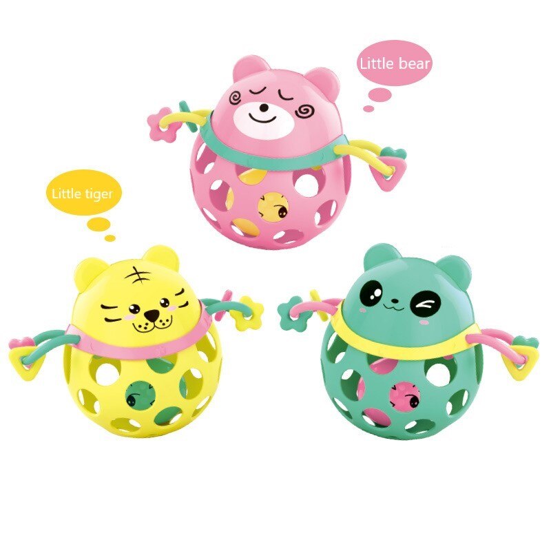 Baby Rattle Intelligence Hand Grab Ball Toy Animal Soft Gum Tooth Ring Baby 0-12 Months Sound Soft Infant Toddler Toys