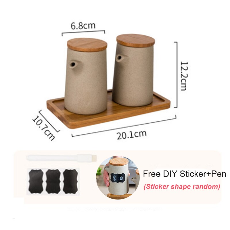 Kök krydda burk olja flaskuppsättning hushåll keramisk krydda låda salt shaker kryddflaska full uppsättning japansk stil: Olja 2 st set