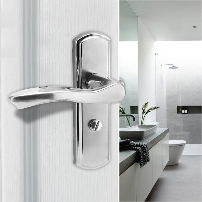 Modern Door lock Stainless Steel Satin Chrome Interior Room Handle Lock for Wooden Door: Semicircular handle