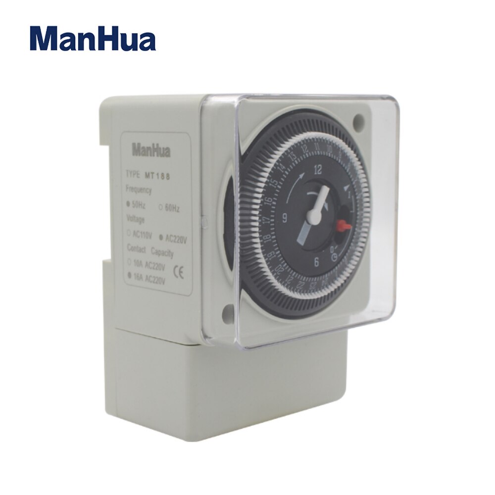 ManHua 24 Hours AC220V 50Hz Din rail Mechanical Timer Switch MT188 Countdown Energy Saving Controller Industrial Timing Switch