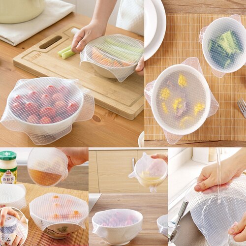 Multifunctional Silicone Food Wrap Clear Reusable Silicone Wraps Seal Cover Stretch Fresh Wrap Kitchen Tools 3 Size