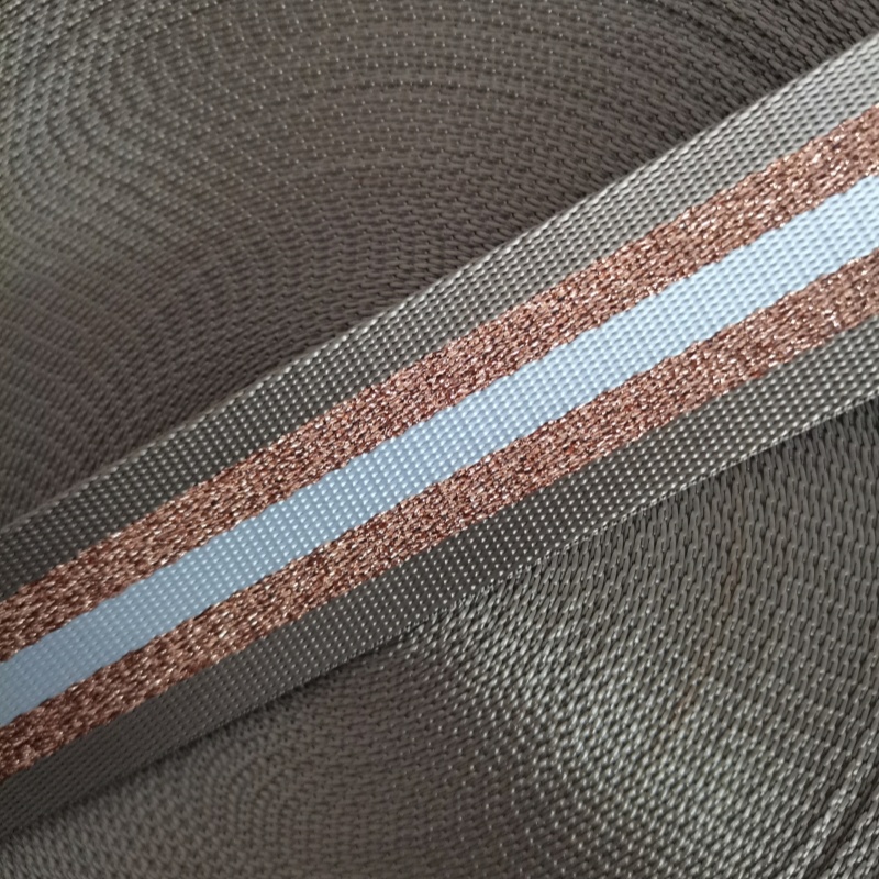 1.5inch Wide 3 meters Metallic Golden/Silver Strip Webbing Strap For Bag Strap DIY Crafting Projects: Beige