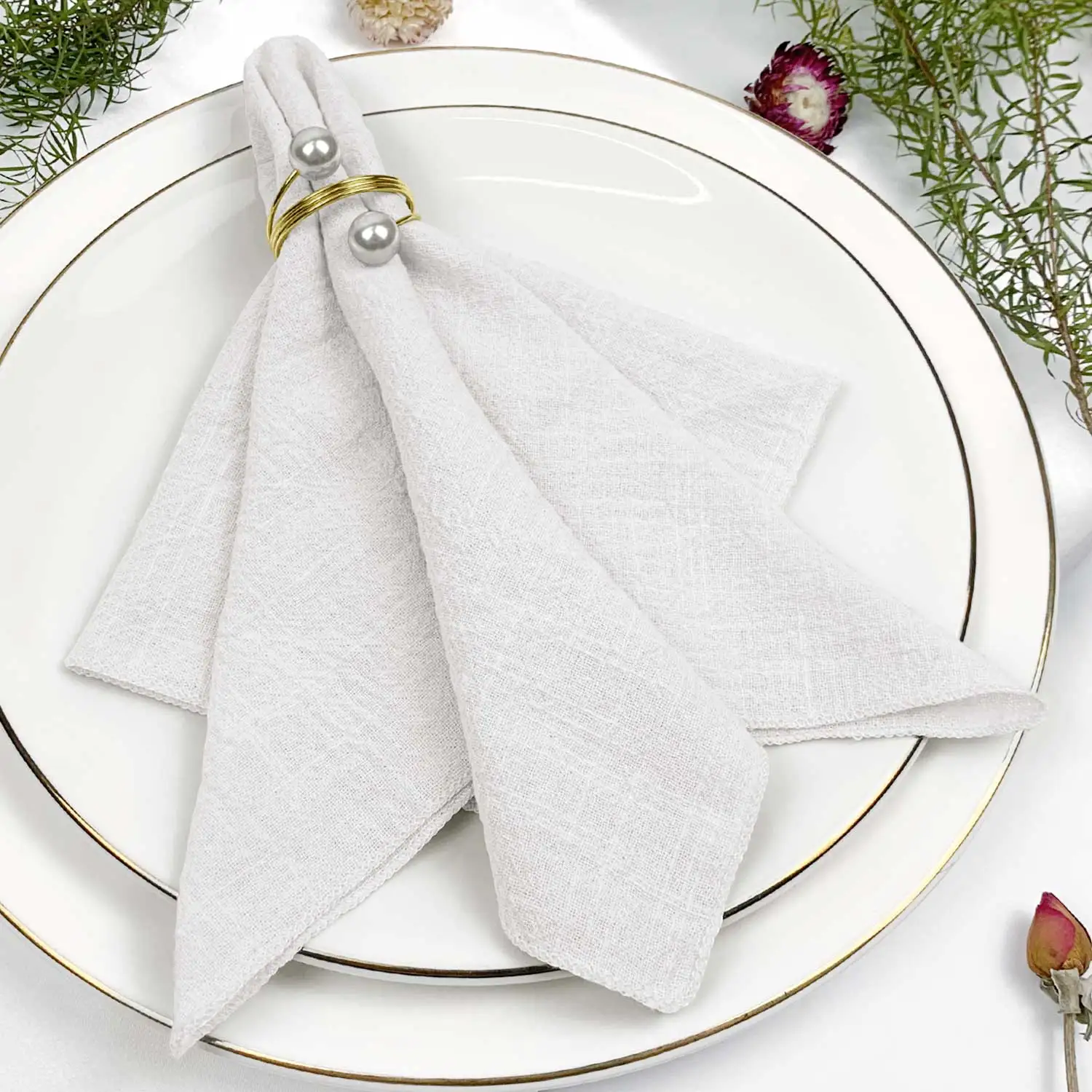 Set van 6 katoenen stoffen servetten gaas saliegroen 30x30cm voor bruiloft decoratie dagelijks gebruik diner theedoek tafel feestservetten: Black