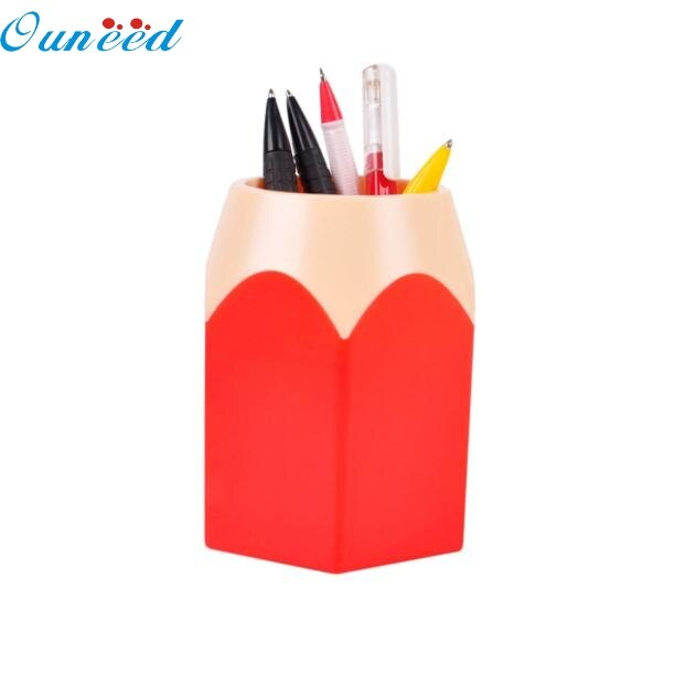 Ouneed happy make-up kwast potlood pennenpotje briefpapier: Rood