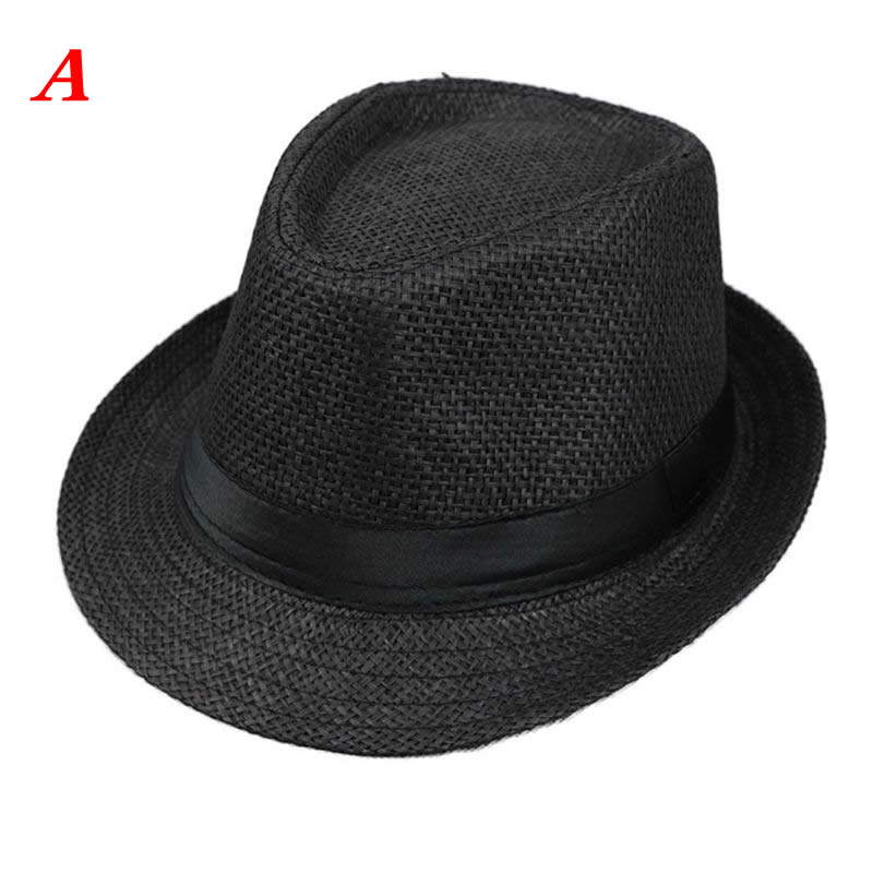 Enfants enfants été plage chapeau de paille jazz panama trilby fedora chapeau gangster casquette extérieur respirant chapeaux filles garçons chapeau de soleil  q1fe: Un