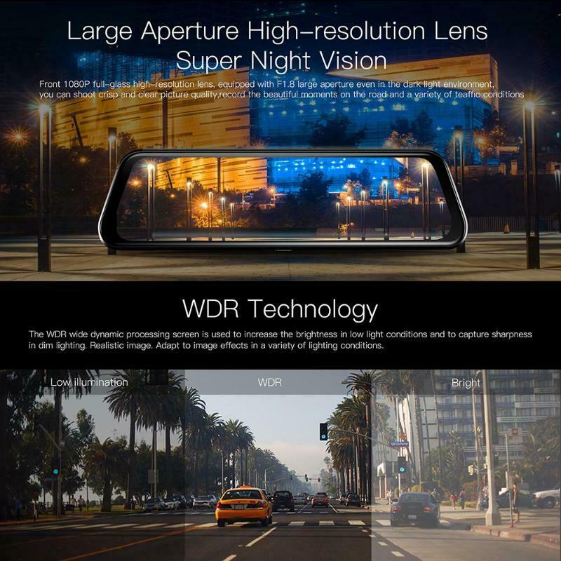 10 '' dual lens fhd 1080p auto dvr dashcam touchscreen g-sensor nachtzichtcamera dashcam videorecorder 3 e 22