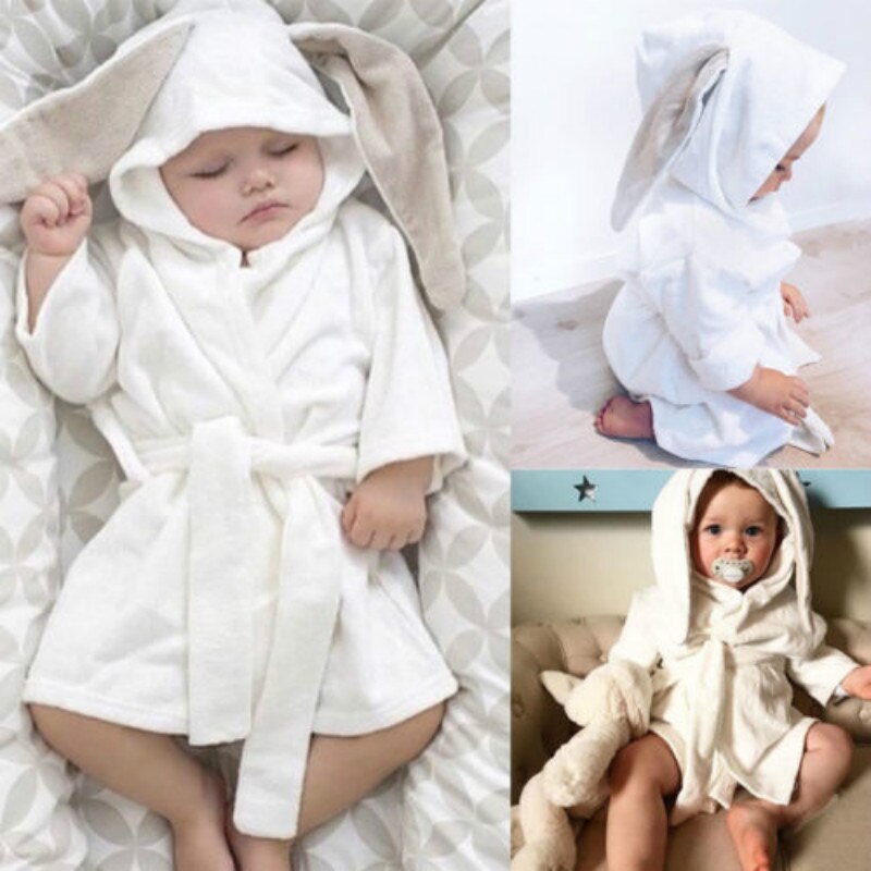 Baby badekåbe hættehåndklæde dyr spædbørn børn piger drenge småbørn kanin 1-5t år