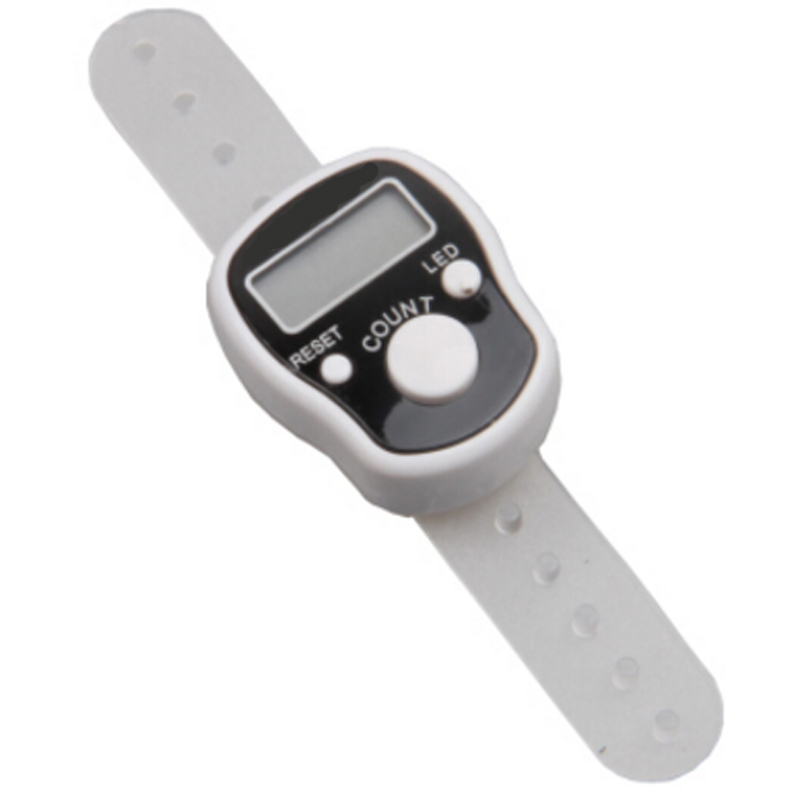 Digital Tally Finger Counter with Led, Colorful Tasbeeh Tasbih 5-Digits Counter Clickers with Led Light, Carry Ring,: WHITE