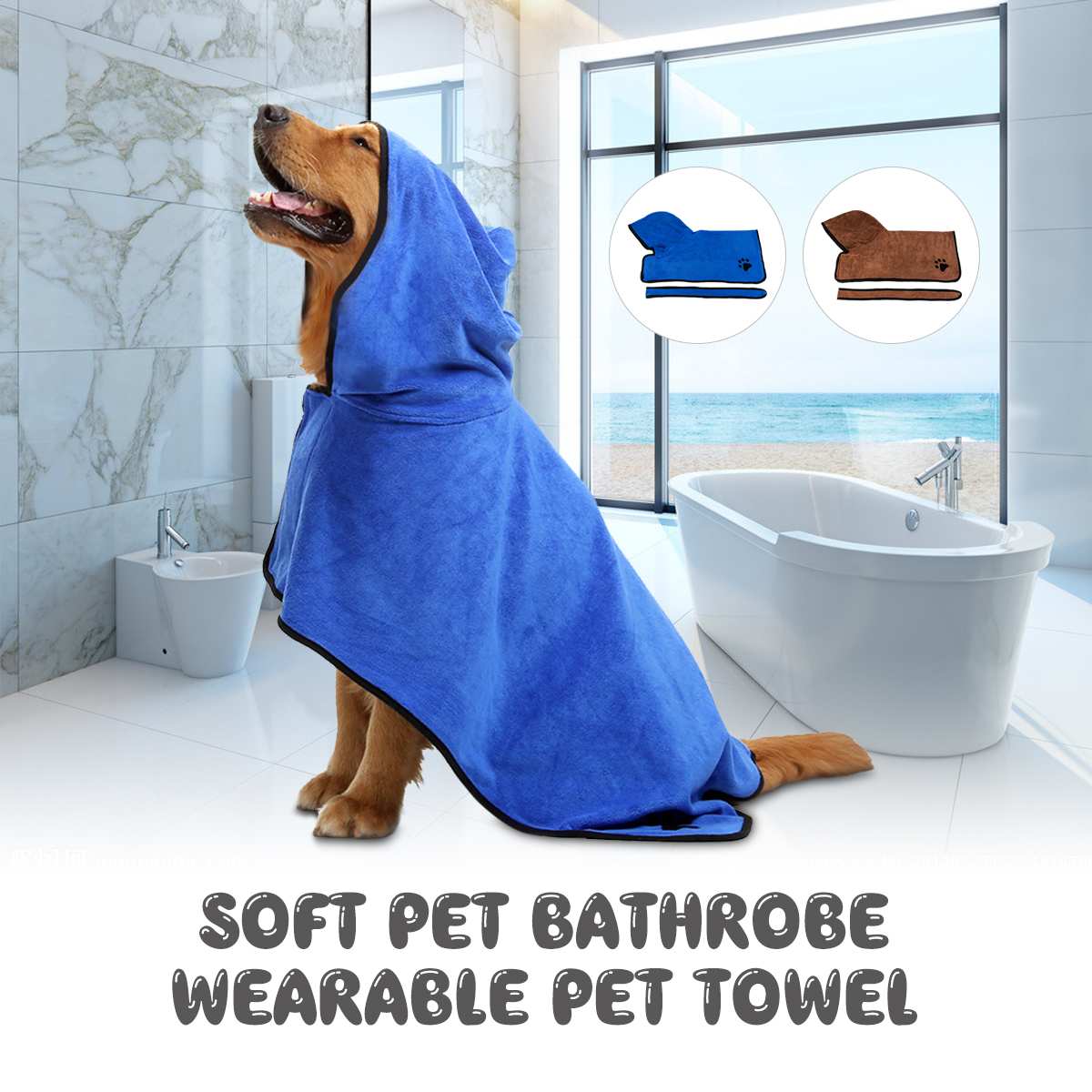 Soft Pet Dog Absorbent Bath Towel Bathrobe Ultra-fine Polyester Fiber Bath Dryer Cat Dog Quick-Drying Jumpsuit Towel