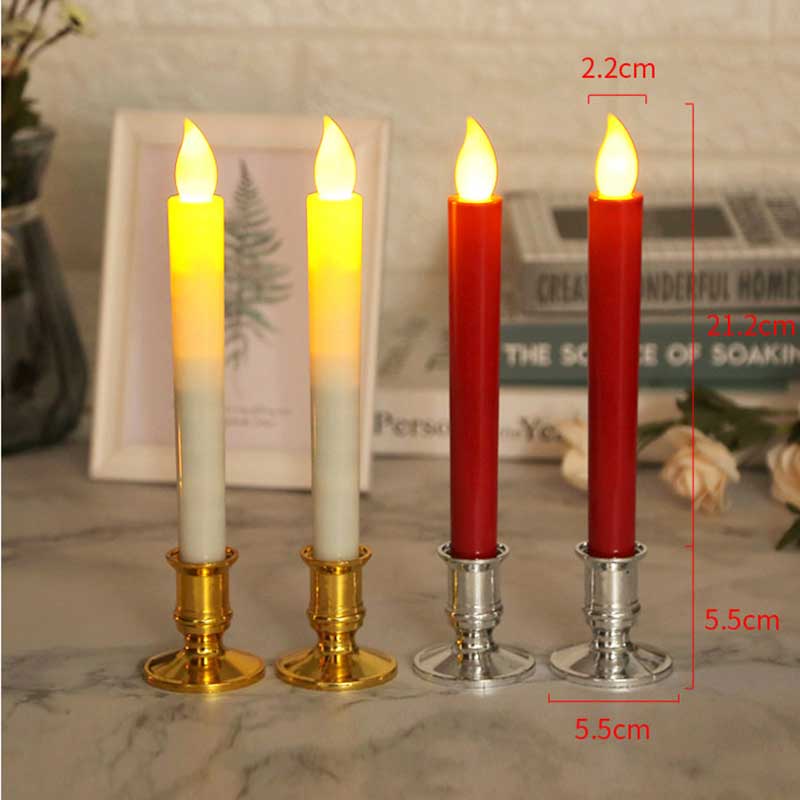 12 Pieces Beige/Yellow/Red Church LED Candles,Battery Operated Flameless Flickering Candle Light For Wedding