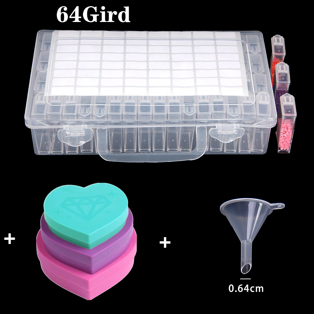 Diamant Schilderen Gereedschap S Opbergdoos 64 Slot Rhinestone Container Steen Diamant Borduurwerk Case Sieraden Boor Organizer: Dark Gray