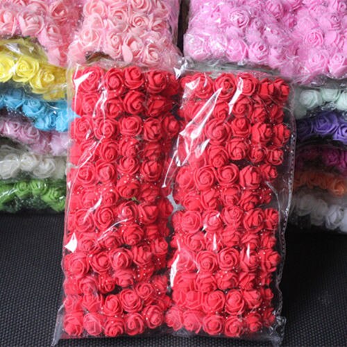 144 stks een set Mini Foam Rose Kunstmatige Bloem Roos Boeket Bruiloft Decor Craft DIY