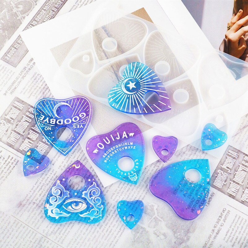 Neue DIY gotisch Ouija Herz Anhänger Silikon Harz Gießen Formen Keychain Halskette bilden Schmuck Machen Werkzeuge Kunst Handwerk