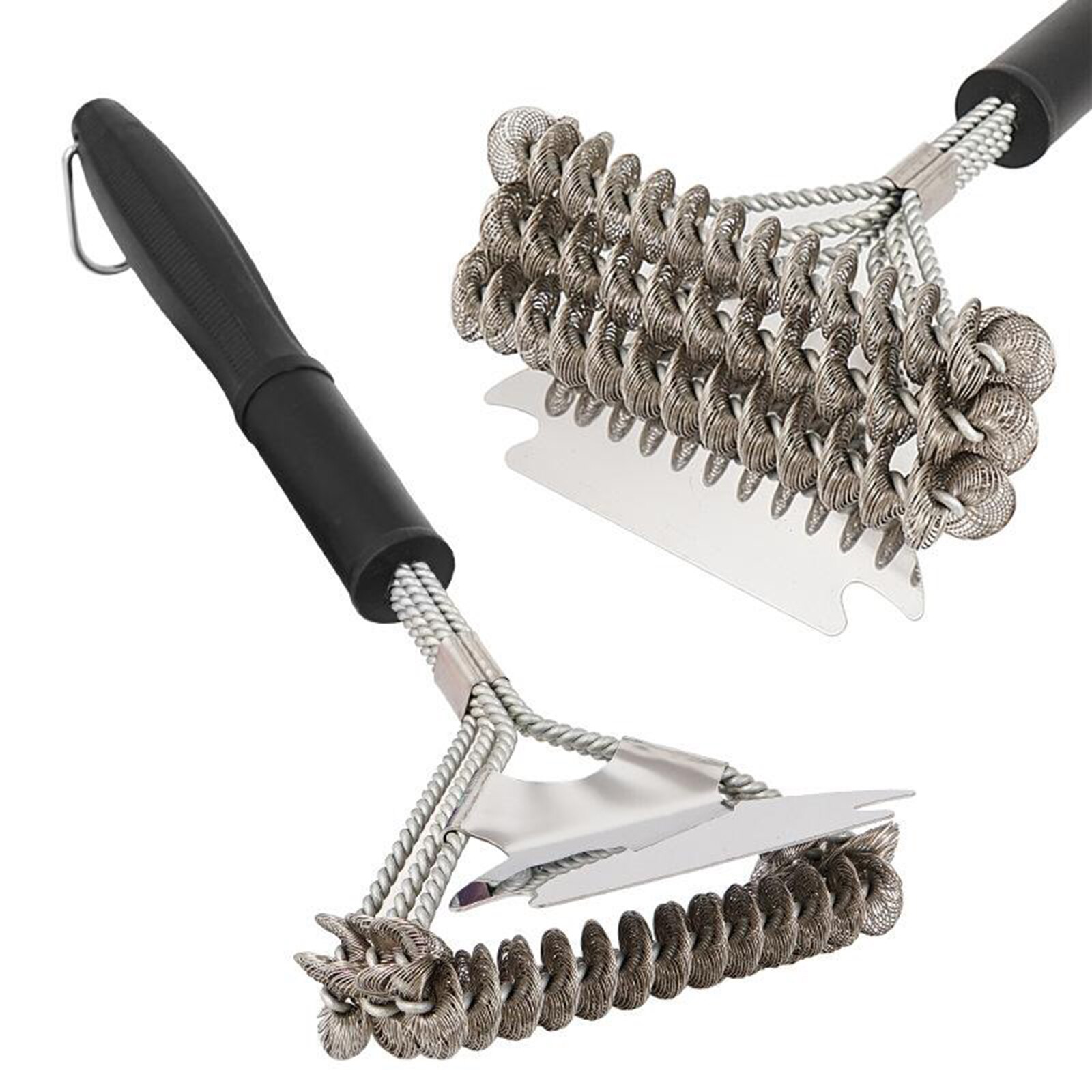 15" BBQ Grill Brush With Bronze Bristles - Heavy Duty Grill Cleaning Tool