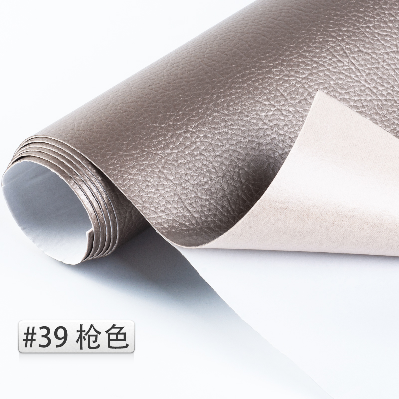 50*138cm Reliëf Lijm Lederen litchi PU Leer Stof Terug Lijm Kunstmatige Synthetisch Leer Stoffen DIY Bag Bank materiaal Effen gekleurd kunstleer kunstleer stof naaien DIY tas schoenen materiaal: 39 Qiang se