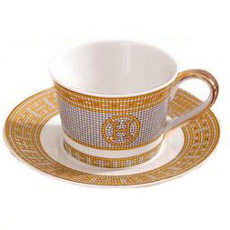 Porseleinen Kop En Schotel Bone China Koffie Set Mark Mozaïek Schets In Goud Thee Kop En Schotel Set schotel Set: B with the full gold