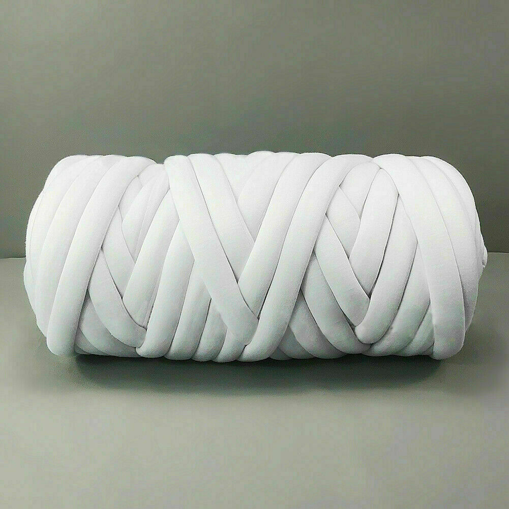 DIY ręcznie tkane koce nici rdzeniowo-spun tkaniny paski gruby koc z wełny materiał można prać w pralce bez kłaczków: White-250g