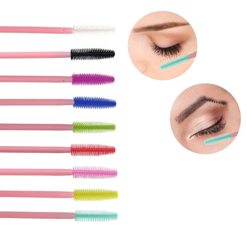 50 pcs Disposable Silicone Eyelash Brush Mascara Wands Eye Lashes Comb Extension Tool Beauty women Makeup Tool