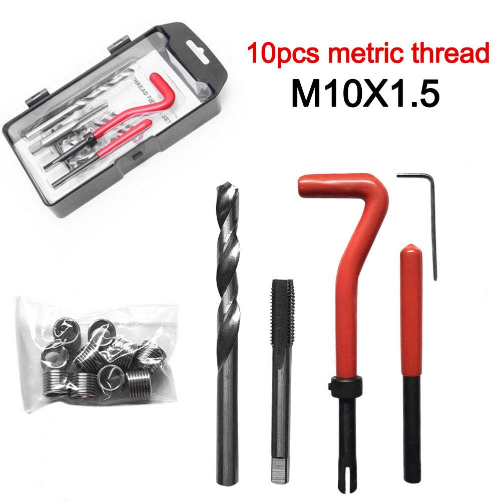 15pcs Helicoil Thread Repair Kit M10x1.0/M10x1.25 with10 Wire Thread Inserts Vehicle Maintenance Tire Repair Tools