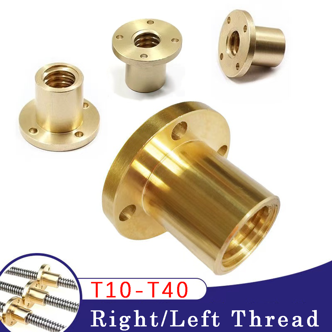 1Pcs Runde Flansch Mutter T10-T40 Pitch 2/3/4/5/6/8mm Trapez Schraube Mit Links Und Rechts Gewinde Geeignet Für CNC 3D Drucker Teil